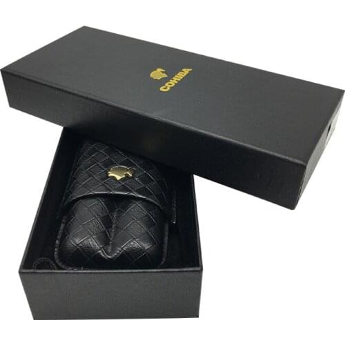 COHIBA Black Color Leather Travel Cigar Humidor Can Hold 2 Cigarette