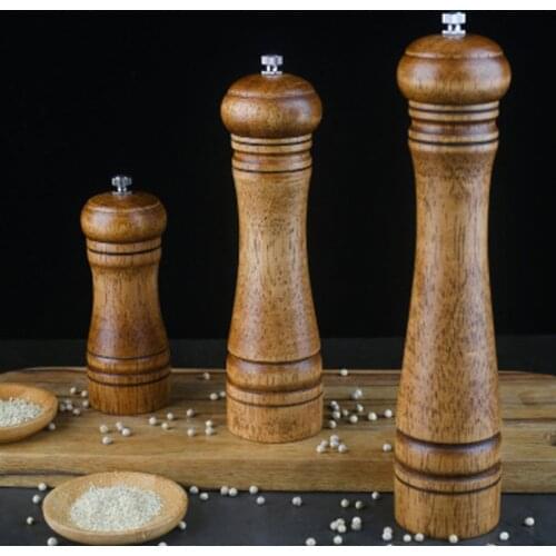 Wooden grinder manual pepper mill kitchen supplies pepper grinder 5 "8" 10 "multi use seasoning bottle