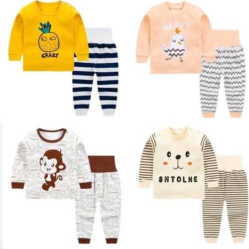 Children High Waist Belly Protection Thermal Underwear Sets Pure Cotton Comfortable Baby Mens and Womens Long Sleeves Long Joh