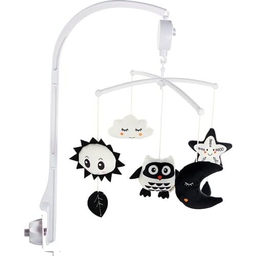 Baby Crib Rattles Baby Toys 0-12 Months Infant Clockwork Toy Black and White animal Music Box Bed Bell Toy Mobile Newborn Toys