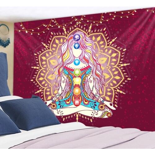Body Prayer Tapestry Wall Hanging Magic Mandala Witchcraft Mysterious Colorful Bedspread Polyester Printing Home Decoration