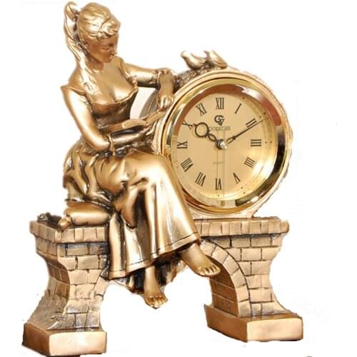 Hot Nordic Vintage Resin Table Clock Home Decor Status Living Room Bedroom Office Desktop Clock Retro Desk Watch Gift