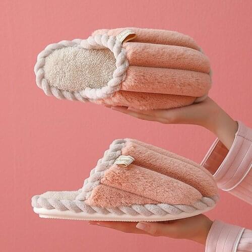 Cotton slippers womens winter home antiskid warm thick-soled couples mute cute plush cotton tow men slippers house shoes