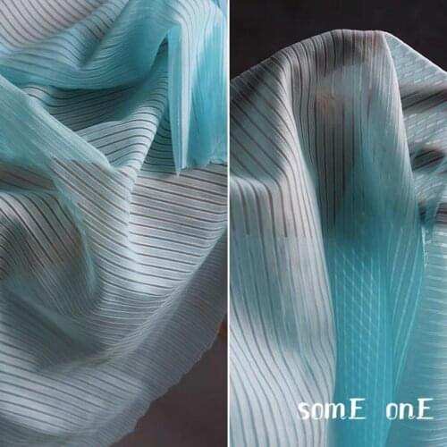 Lace Tulle Fabric Aquamarine Strip Texture DIY patchwork bazin riche Skirt Scarf Veil Shirt Dress Designer Fabric 50*165cm