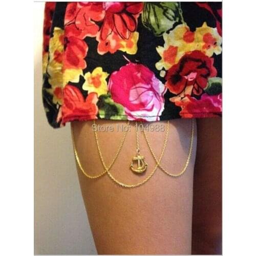 HOT SALE New Arrival T001 Europe Fashion Women Gold Colour Leg Chains Gold Anchor Chains Sexy Thigh Body Chains Jewelry