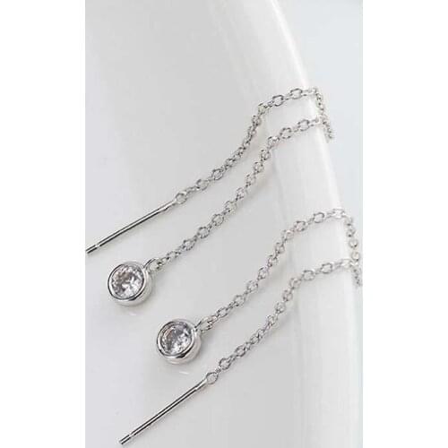 Ruifan Minimalist Trend Tassel Cubic Zirconia 925 Sterling Silver Long Earrings for Women Female Fine Jewelry Gifts YEA181