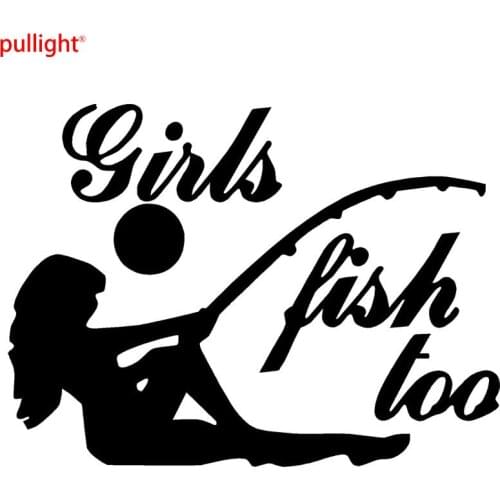 15CM*11CM Girls Fish Too Decal Hunting Fishing Sticker Car Styling Accessories Car Stickers And Decals