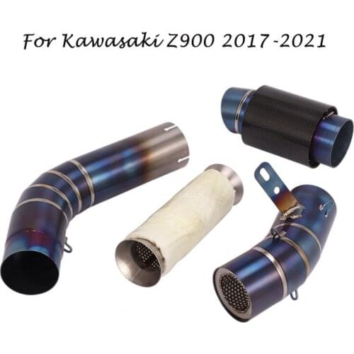 For Kawasaki Z900 2017-2021 Motorcycle Exhaust Tips Muffler Mid Link Pipe System Titanium Blue