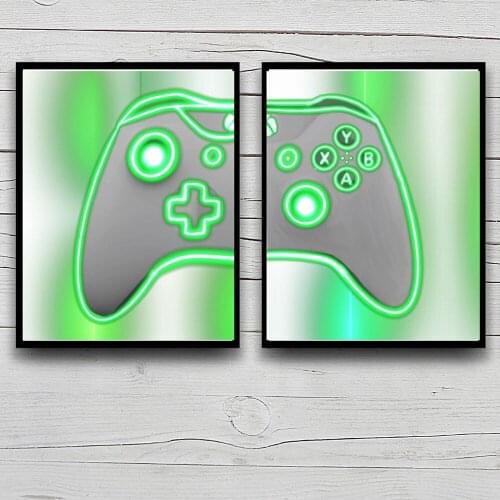 Neon Boys Game Posters and Prints Gamepad Illustration Game Wall Art Picture Joystick Canvas Painting For Kids Room Home Decor