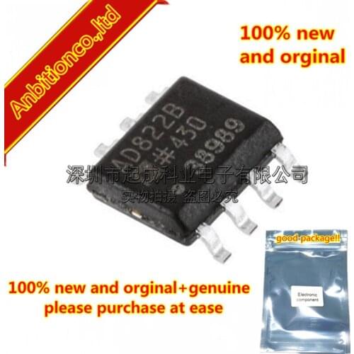 10pcs 100% new and orginal AD822BRZ SOP8 AD822B Single-Supply, Rail-to-Rail Low Power FET-Input Op Amp in stock