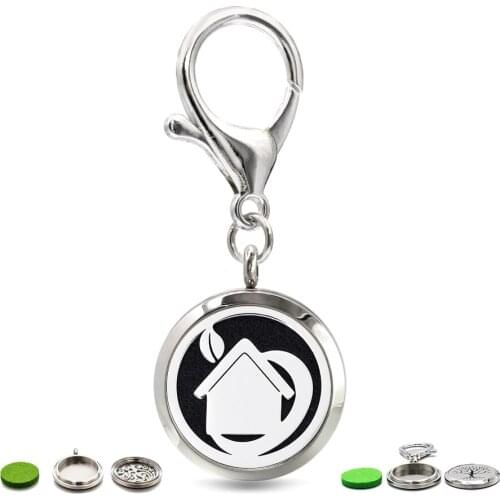 New arrivals Aromatherapy 30mm Key chain 316L Stainless steel Key ring Essential Oil Diffuser Locket Free 10pads