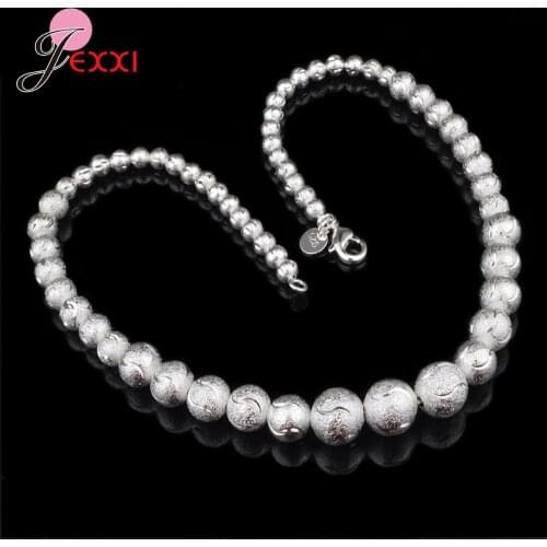 New Arrivals Women Men 925 Sterling Silver Necklace S925 Silver Beads Strand Fashion Statement Hip Hop Jewelry Nice Gifts