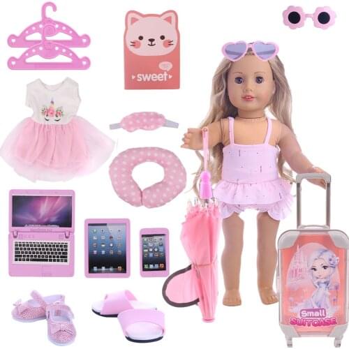 Doll Clothes Pink Kitty Swimming Suit Accessories For 18Inch Girl Of America&43CM Reborn New Born Baby Our Generation 1/3 Blyth