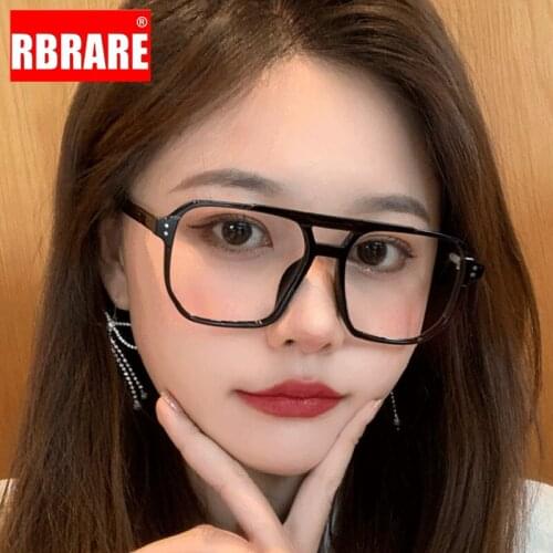 RBRARE Clear Eye Glasses Frames for Women Large Frame Anti-blue Light Glasses Irregular Polygonal Glasses Frame Men Flat Mirror
