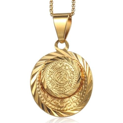 Pendant Necklace For Women Men 2-layers Swirl Coin Yellow Gold Filled Fashion Jewelry Gifts Box Link Chain GP197