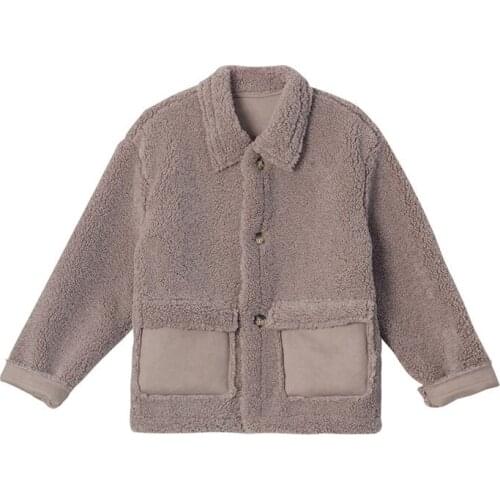 Wool Lamb Coat Female Korean version 2020 Autumn Winter Fur One Thick Plush Loose Short Lamb Coat Fashion Lapel Women Fur Jacket