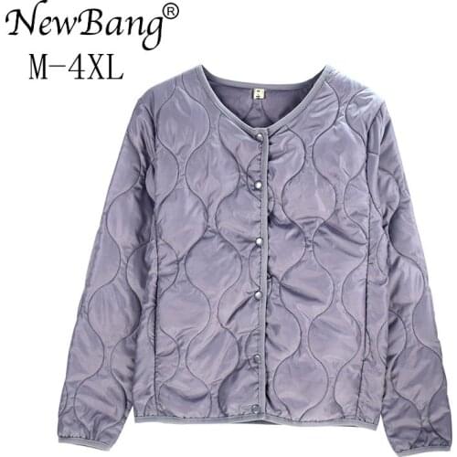 NewBang Brand Plus Size Collarless Coat Women Lightweight Cotton Coat Winter Warm Liner With Zipper Female Slim Jackets