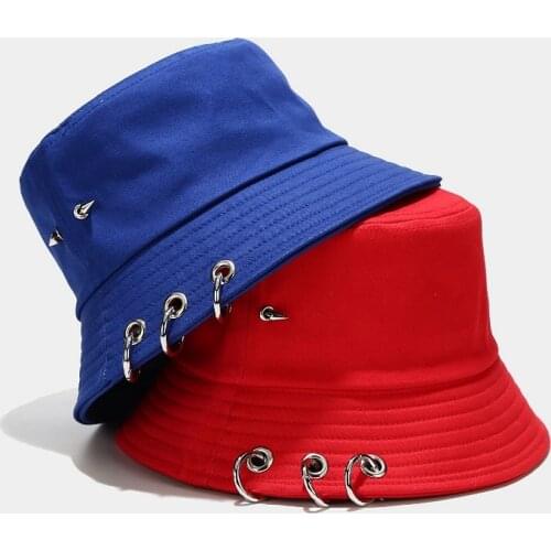 New Fashion Joker Hoop Rivet Fisherman Hat Tide Men and Women Street Hip-hop Bucket Hat Unisex Stage Performance Hat Panama Cap