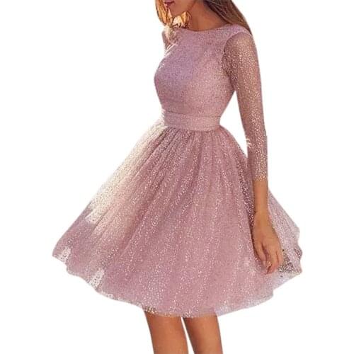 Dress Round Collar Dresses A-line Above Knee Vestidos Sling Cross Wedding O-neck Elegant Party Evening Slim Hollow Lace Sukienka