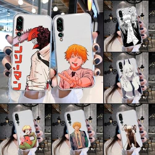 Anime Chainsaw Man Phone Case Transparent For Huawei P Mate P10 P20 P30 P40 10 20 Smart Z Pro Lite 2019 transparent trend cover