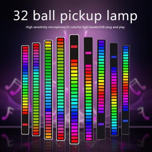 32LED RGB Pickup Rhythm Light Colorful Bluetooth-Compatible APP Voice Control Car Strips Lights Atmosphere Music Desktop Decorat