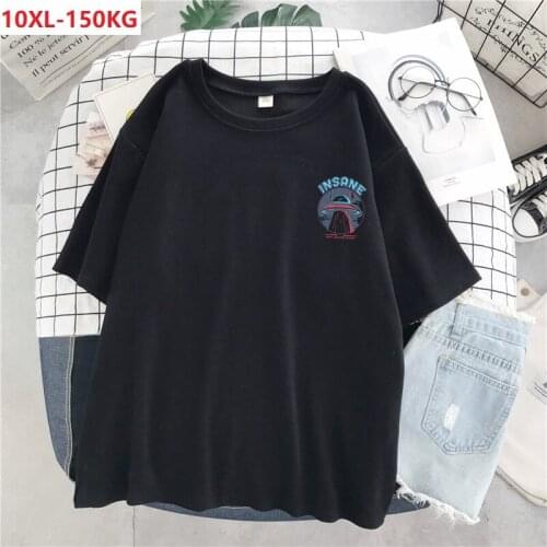 Summer home funny t-shirts for women short sleeve oversize 8XL 10XL plus size print ufo loose tees tops 100KG 58 60 62 54 150KG