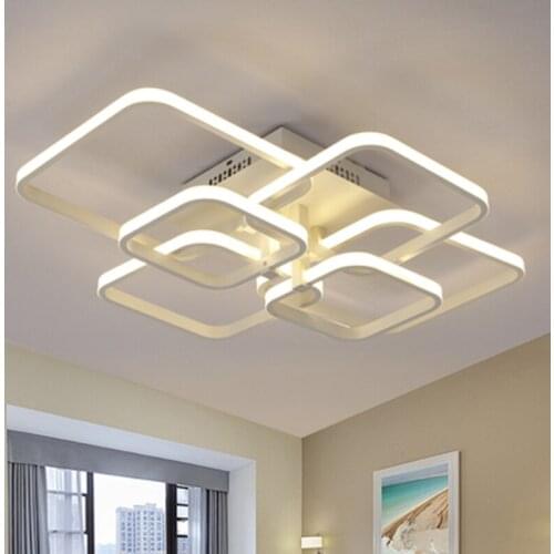 Modern Remote Cotrol LED AC85-265V Ceiling Lamp Lustre Square Circel Rings For Living Room Bedroom Home Lighting Fixtures