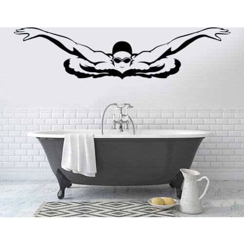 Swim Sport Wall Decal Breaststroke Swimming Technique Man Swimmer Wall Sticker Vinyl Swimming Pool Decor Murals Wallpaper 4683