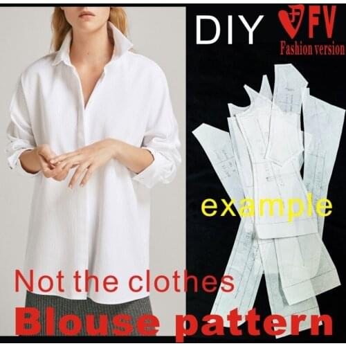Mid-length style casual shirt pattern womens spring and autumn tops 1:1 clothing cutting design drawings BCY-103