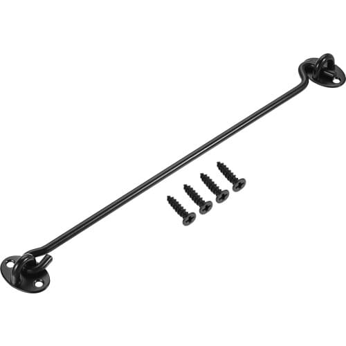 Uxcell 12" Cabin Hook Eye Latch Gate Door Window Stainless Steel with Screw Black