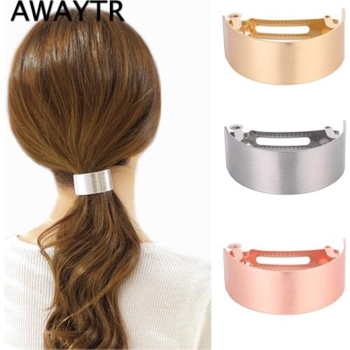 AWAYTR Korean Simple Metal Hair Clips For Women Hairpin Headwear Hair Barrette Ponytail Holder Girls Hair Accessories Female