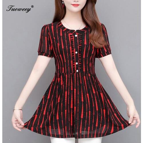 2020 button red Fashion autumn short Sleeve v-neck Long Shirt Female Casual tops 5XL Plus Size floral Women Blouses