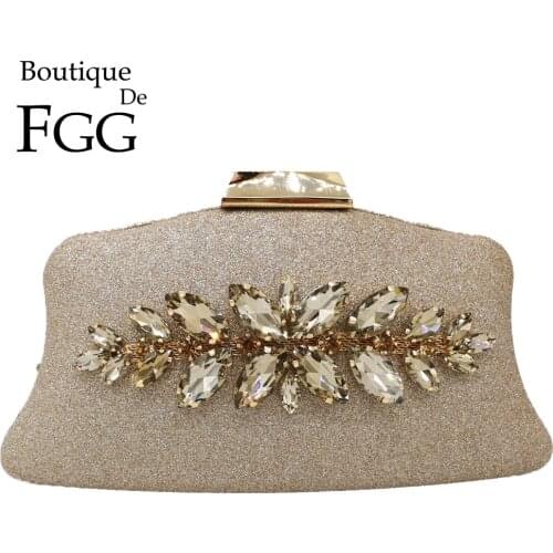 Boutique De FGG Glitter Women Clutch Crystal Evening Bags Bridal Formal Dinner Purses and Handbags Wedding Party Diamond Bag