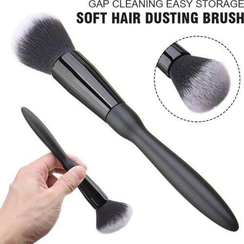 1pc Car Detailing Brush Auto Cleaning Dashboard Air Outlet Clean Brush Washing Tools Soft Dense Hair Wooden Handle For DIY Wash