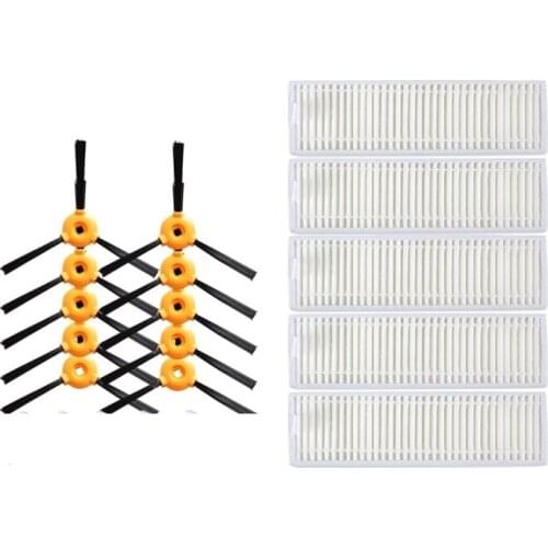 10* Side Brush +5 * HEPA Filter for Conga Slim 890 /750 Robot Vacuum Cleaner Parts Filters Brushes Replacement Kit