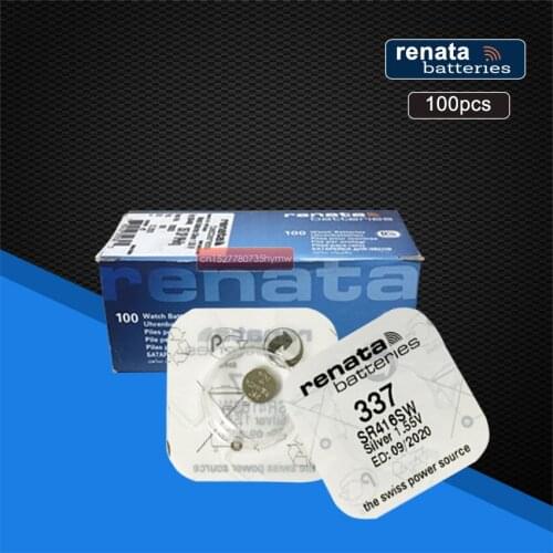 100pack Renata 337 Watch Battery 337 SR416SW 1.55V Bottun Cell Batteries