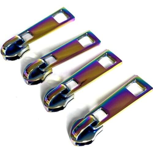 4 Pc Zipper Pull Pulls Slider Replacement Open End Stone Zippers Head Dazzling Multi-color Iridescent Purple