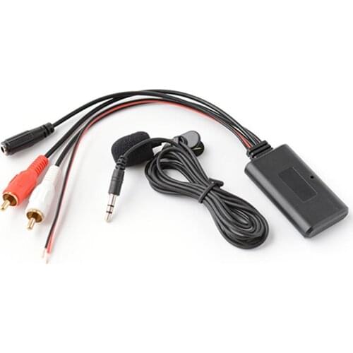 Car Bluetooth 2RCA AUX Adapter Wireless Audio Phone Call Handsfree Microphone for Stereo with 2RCA AUX-IN Audio Input