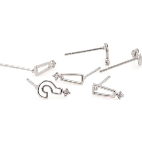 Question Mark And Exclamation Mark White Earrings,Micropavé CZ Earrings,Cubic Zirconia Small Jewelry,DIY Jewelry Accessories