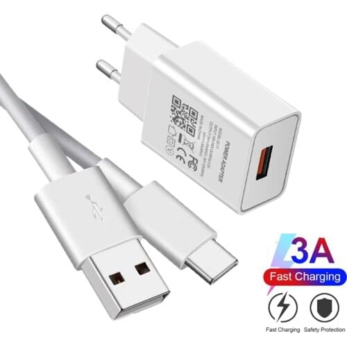 USB Charger QC 3.0 Fast Phone Adapter For OPPO A52 A53 A73 Reno 2 Z 3 4 5 Realme X 2 3 5 6 7 X50 Pro USB Type-c Charging Cable