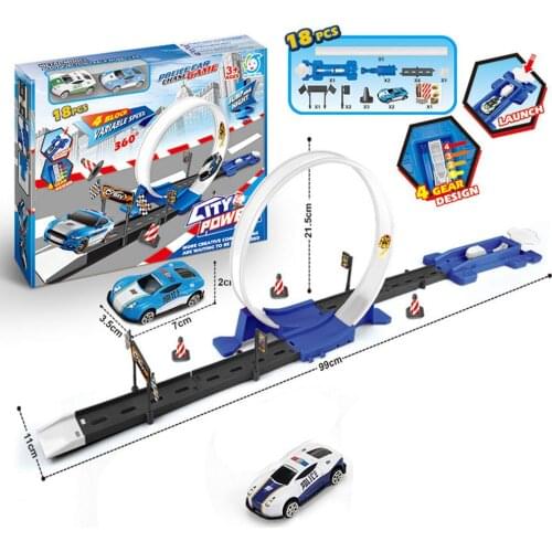 Childrens Rail Car Simple Assembly Sturdy Quality Racing Gift Catapult Rail Car Metal Racing Boy Child Gift Toy