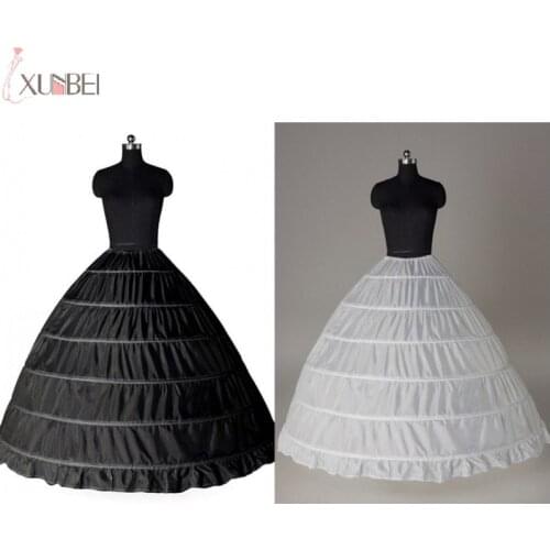 6 Hoop Crinoline Black White Long Wedding Petticoat Ball Gown Dress Underskirt Skirt Half Slips Wedding Accessories 2020