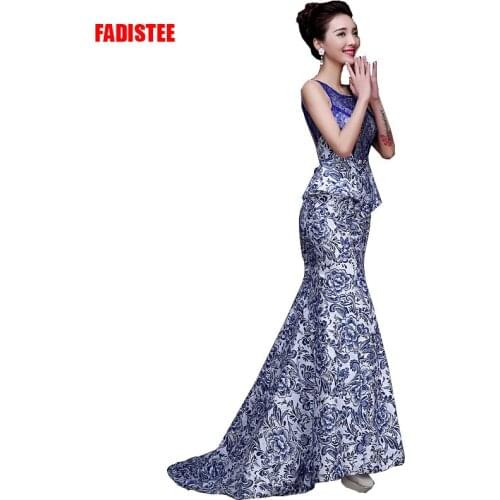 Hot sale luxury evening dresses sexy backless formal dress beading prom party pattern print satin dress vestidos de noiva