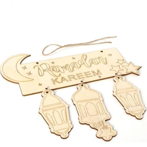 Eid Mubarak Muslim Islam Ramadan Decorations Hanging Lantern Pendant Plaque Sign Ornament DIY Wall Decor Party Supplies QX2E