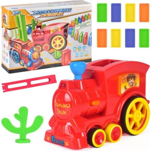 Domino Electric Small Train Toy Multicolored Toy Set Blocks Rally Electric Model Light Sound Building Construction Kids Gifts
