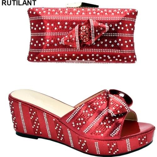 New 2019 Shoes and Bag Set African Sets Italian Shoes with Matching Bag High Quality Wedding Shoes and Bag Set for African Party