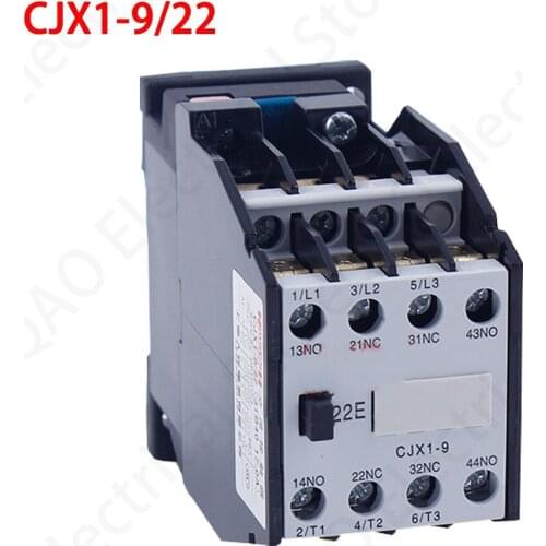 CJX1-9/22 3TB40 AC contactor DIN Rail Mounted 2NO 2NC 24V/36V/48V/110V/127V/220V/380V 9A 50HZ/60HZ