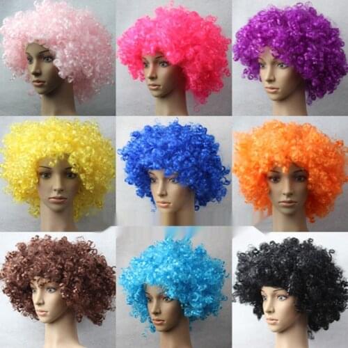 Fans Party Halloween Explosion Wavy Round Clown Wig Funny Cosplay Dance Bar Hairpiece Headdress Performance Disco Decoration