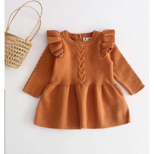 2021 Spring And Autumn New Girls Knit Dress Foreign Princess Knit Sweater Skirt Baby Long Sleeve Skirt