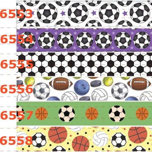 New 50 yards black and white soccer ribbon printed grosgrain ribbon 6553